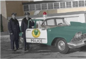 Officer Stimson and squad car 1957